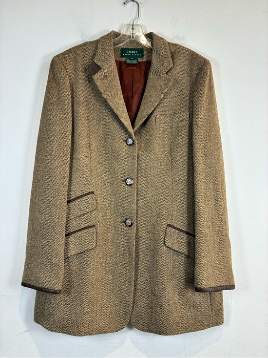Lauren Ralph Lauren Jackets & Blazers - Ralph Lauren Brown Herringbone Wool Blend Riding Jacket, Size 14